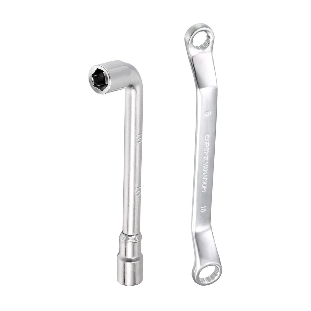 Set of 2 L Shaped Angled Double Box End Wrenches for Metric Applications