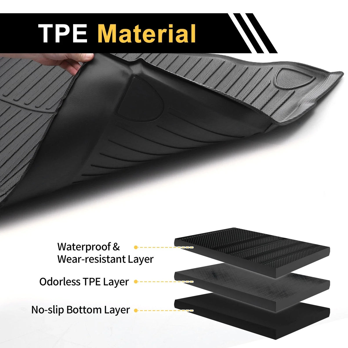 Cargo Liner Rear Trunk Mat for Ford Escape (2020–2024) TPE Stripe Pattern