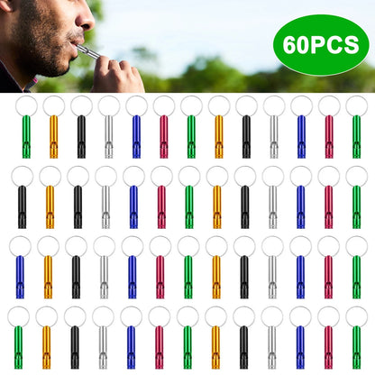 60Pcs 120dB Loud Emergency SOS Whistles for Camping Hiking Outdoor