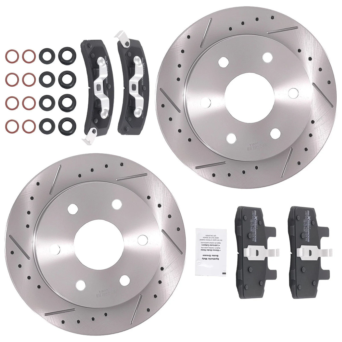 Front Drilled Slotted Brake Rotors & Pads for GMC K1500 Suburban (1992–1999) S5569