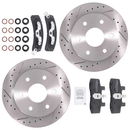 Front Drilled Slotted Brake Rotors & Pads for GMC K1500 Suburban (1992–1999) S5569