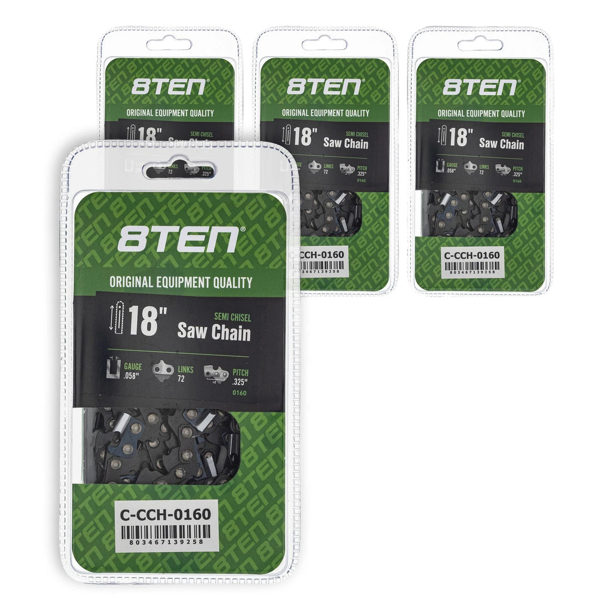 4-Pack Chainsaw Chain 18 Inch .058 .325 72DL for Makita EA6100P53G EA6100P53E 5018404-72 591099072 5018407-72 591101272 25RM72E