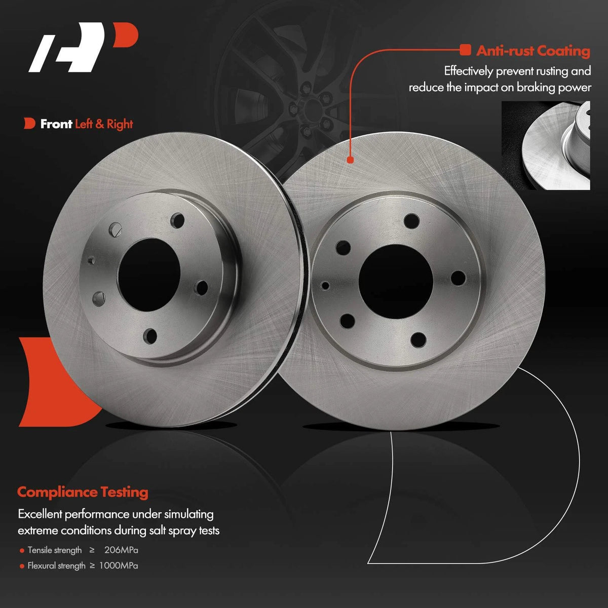 Front Disc Brake Rotors for Mazda 3 (2014–2018) CX-3 (2016–2022) 32045088, 12045088, BR90128601, BR901286, 12145088