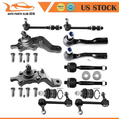 Set of 12 Front Ball Joints and Tie Rod Ends for Toyota Sequoia (2001–2002)