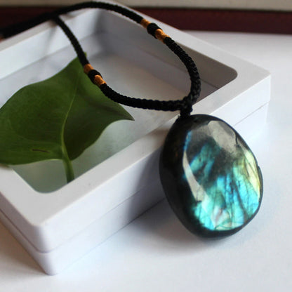3X Natural Labradorite Pendant Crystal Necklace Healing Stone
