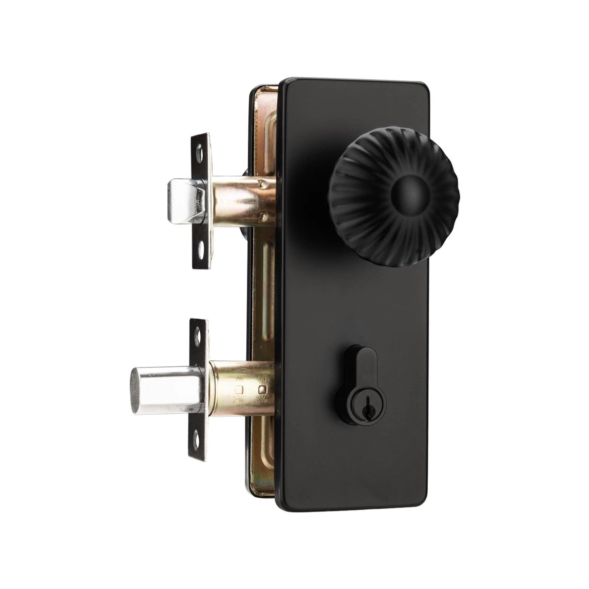 Black Door Knob with Lock for Exterior Doors (2010–2023)