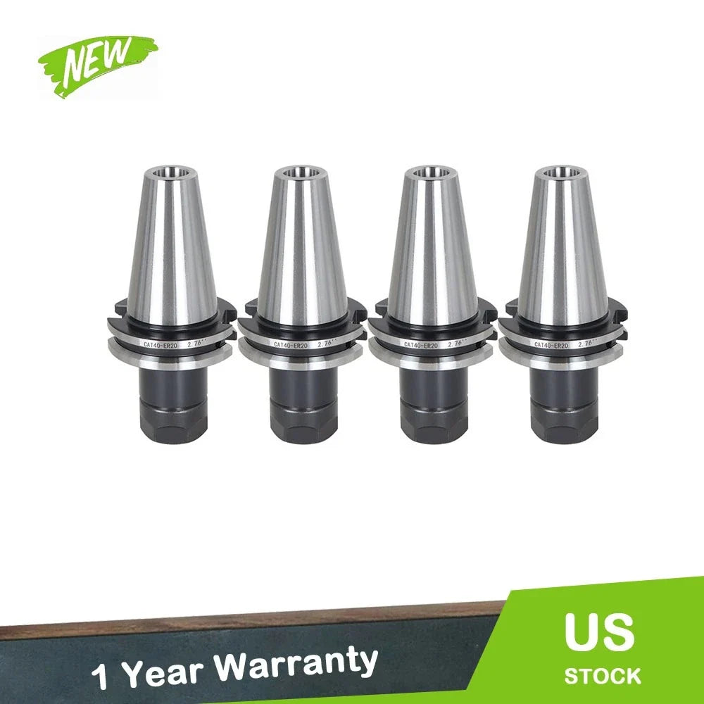 Set of 4 CAT40-ER20 Collet Chucks Tool Holder 2.76" Gage Length