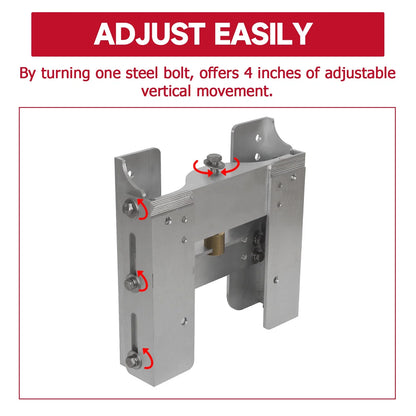 Adjustable 4" Jack Plate for Outboard Boat Motor (Manual Power Lift)