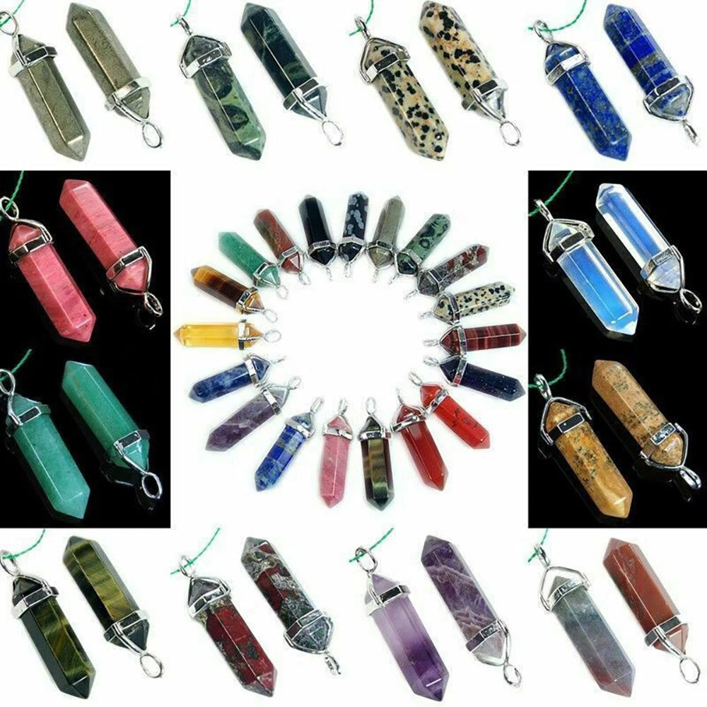 Healing Glass Quartz Crystal Point Pendant Necklace for Chakra Energy