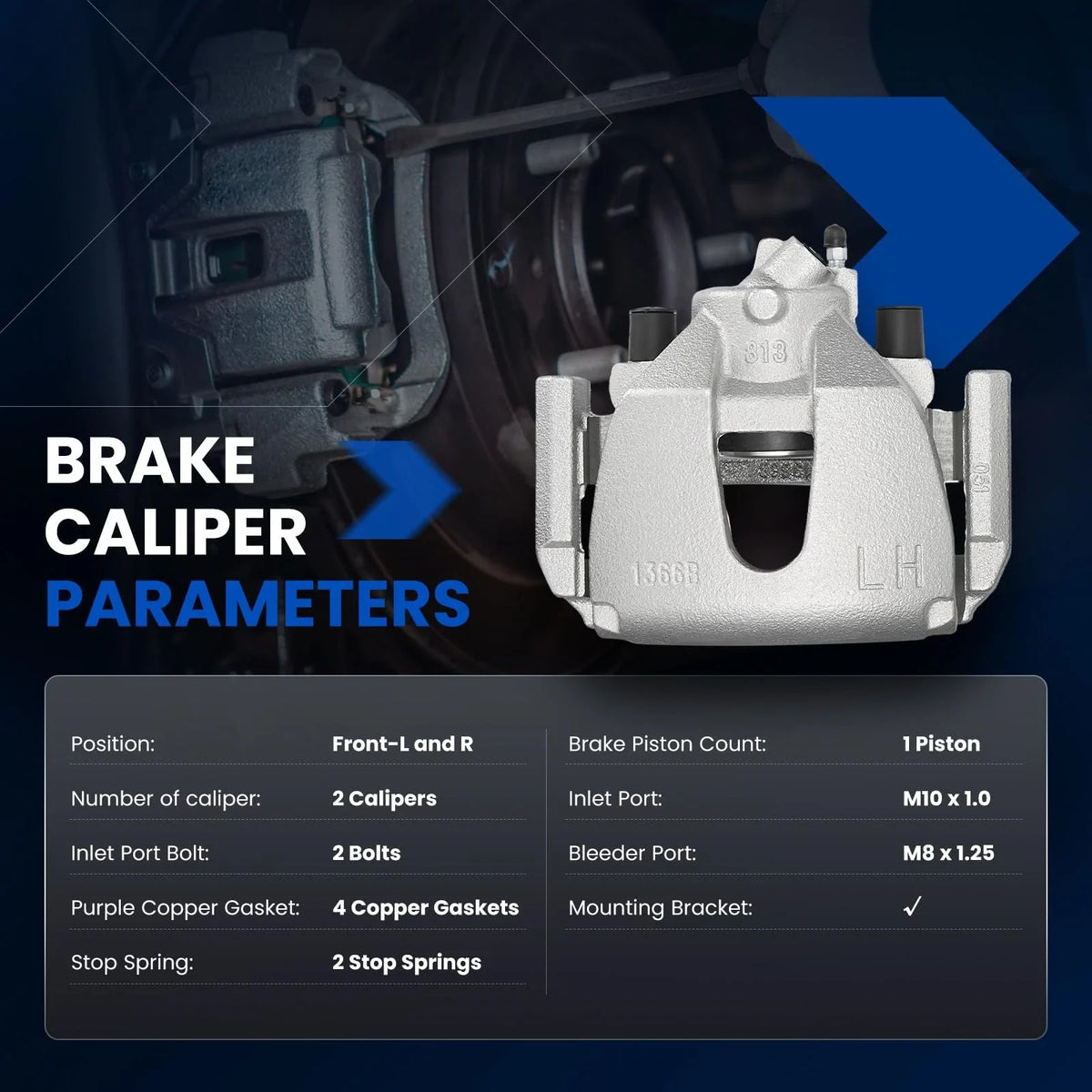 Front Disc Brake Caliper with Bracket for Mazda 3 2.0L (2004–2013)
