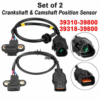 2X Camshaft & Crankshaft Position Sensor for Kia Sorento (2003–2006) 39310-39800, 39318-39800, PC632
