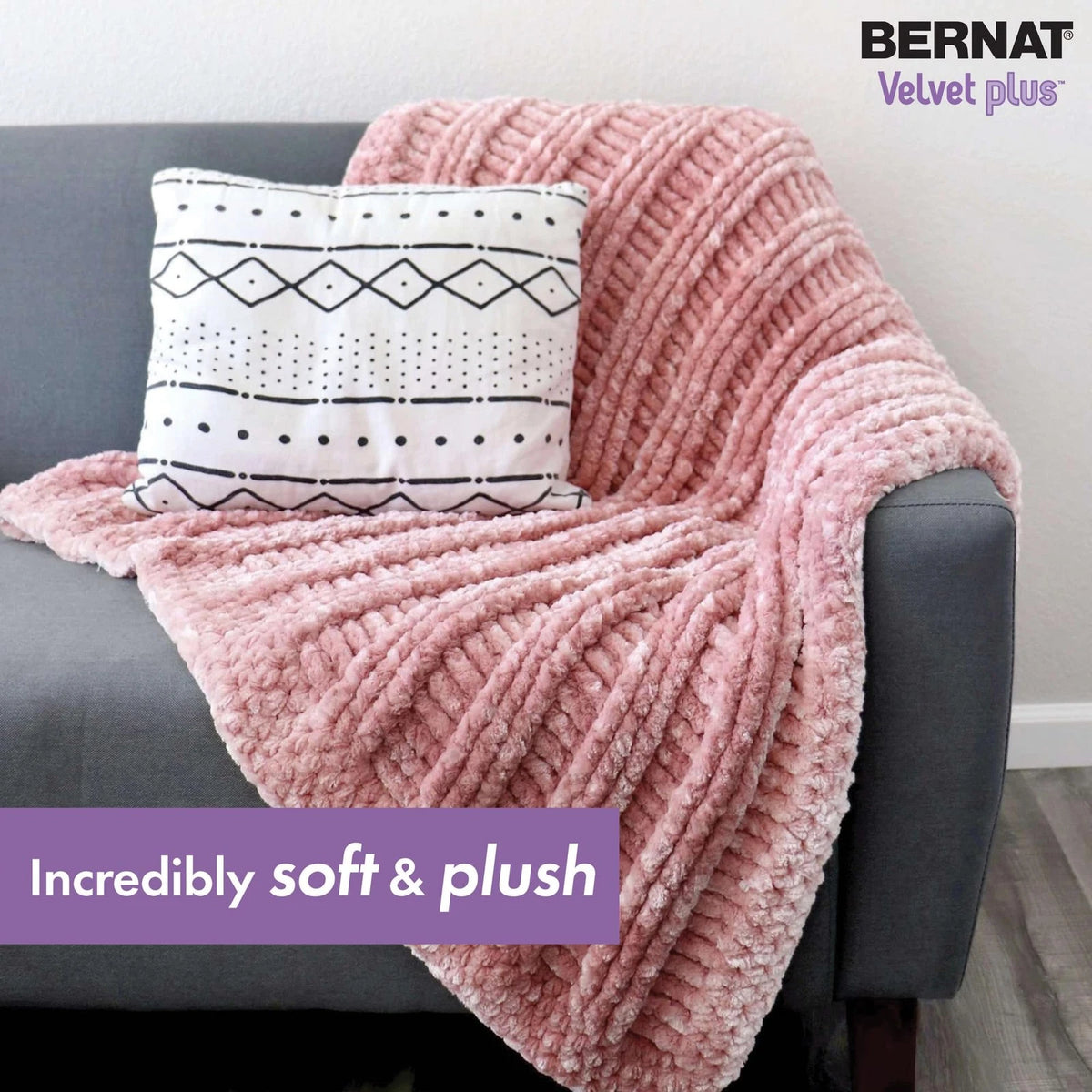 2X Bernat Velvet Plus Cream Yarn 300g/10.5oz Pack