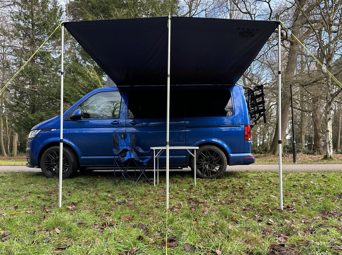 Set of 2.4 x 3m Black Awning Canopy for Campervan Caravan