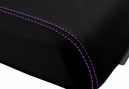 Leather Console Lid Bucket Seat Cover for Ford F250 (1999–2010) Purple Stitch