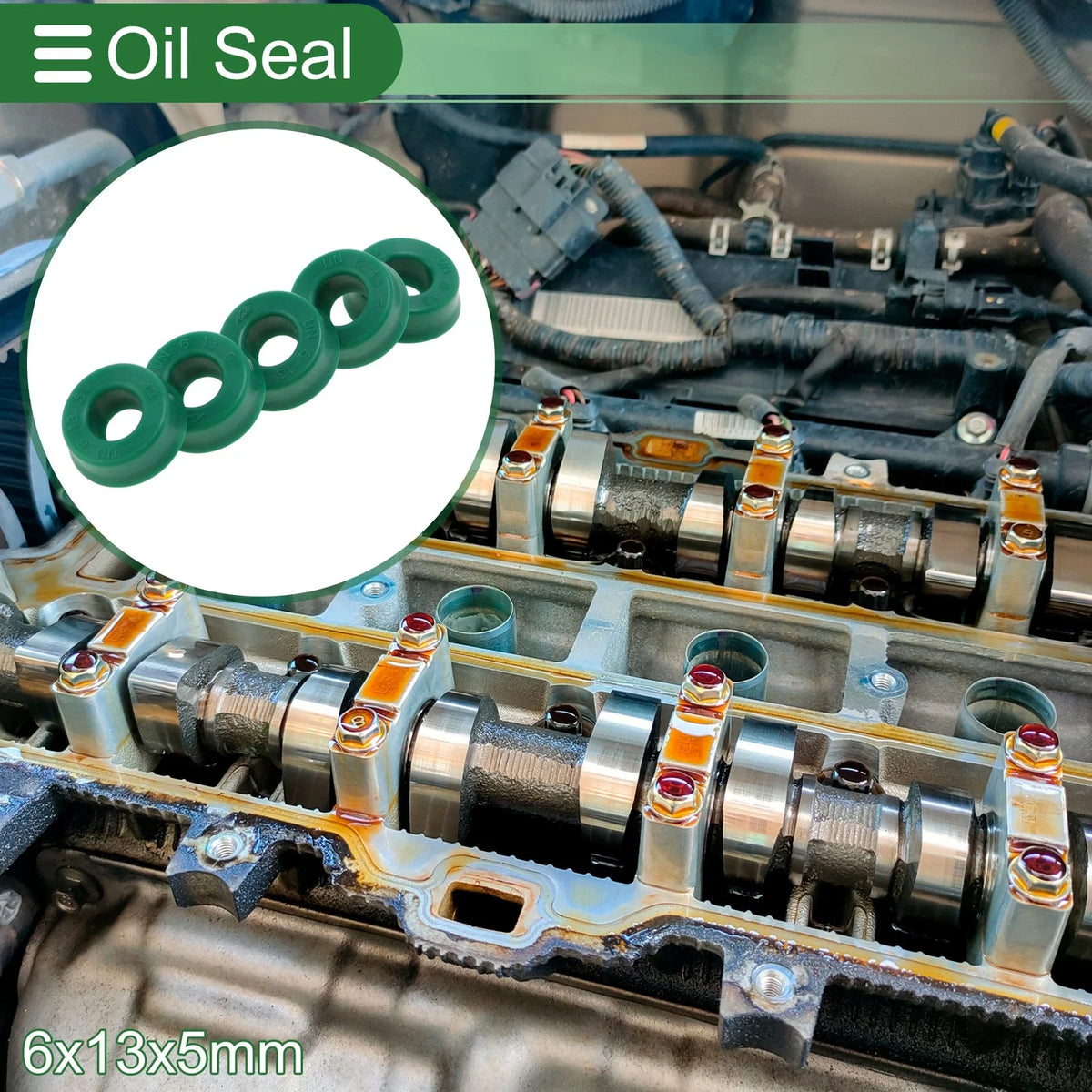 Set of 5 Oil Seal Ring 6x13x5mm for Rotary Shaft (TPU, High Pressure)