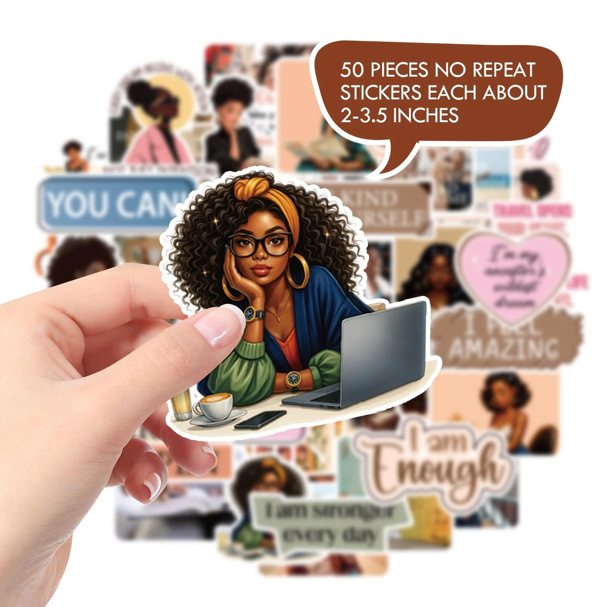50 Pcs Black Girl Scrapbook Stickers for Planner Journaling