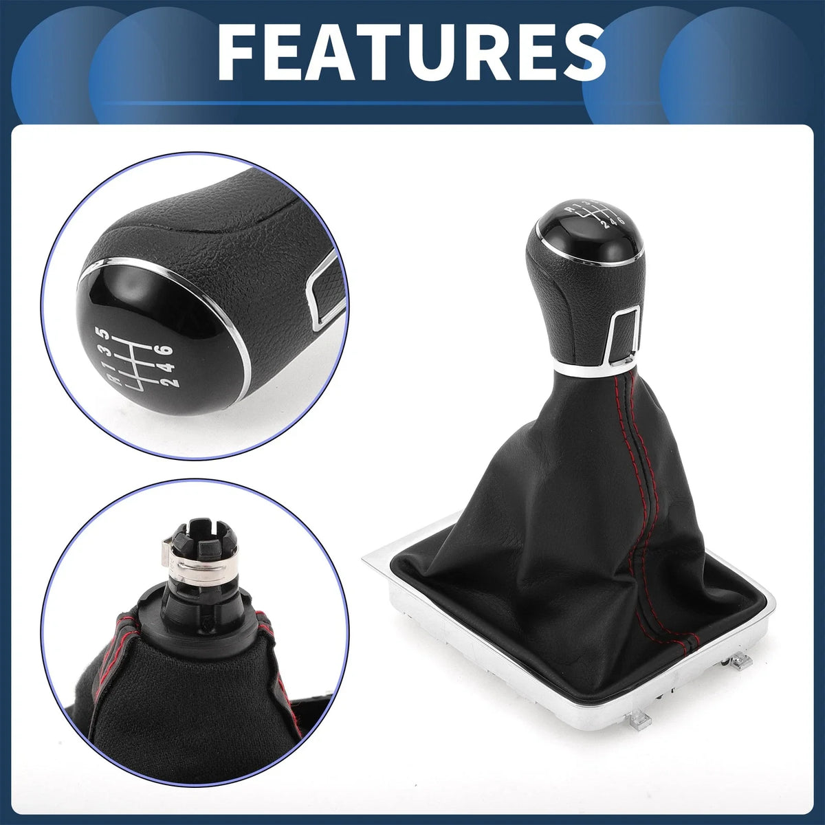 6 Speed Gear Shifter Knob with Cover for Volkswagen Passat (2008–2012)