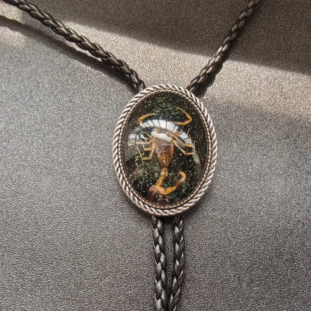 Black Scorpion Bolo Tie for Western Gothic Weddings