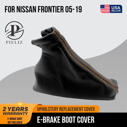 E Brake Boot Cover for Nissan Frontier (2005–2019) Orange Stitch PVC Leather