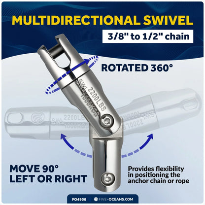 316 Stainless Steel Boat Anchor Swivel for 3/8" to 1/2" Chain