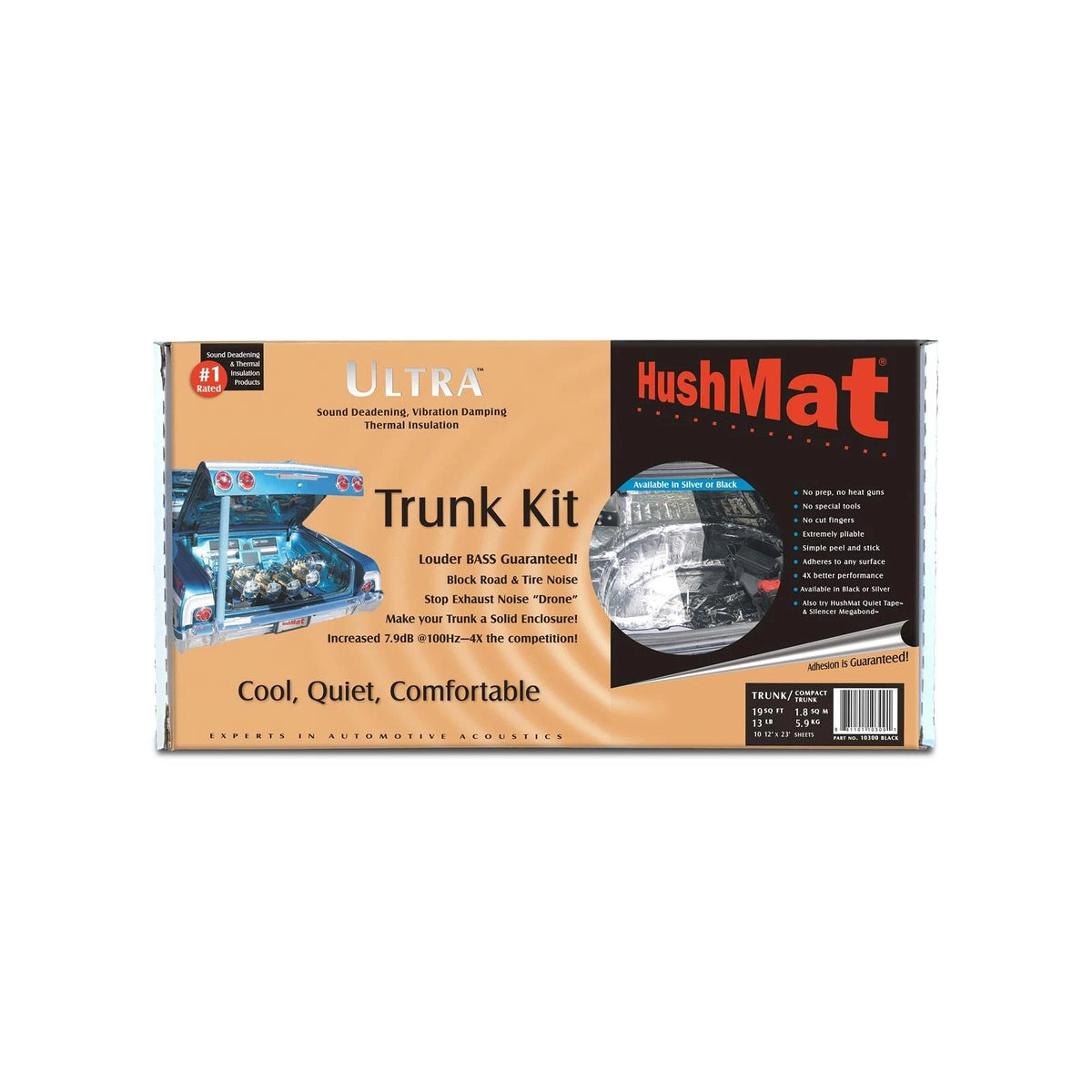 Hushmat Black Ultra Trunk Kit for - 12 Dampening Pads, 10300