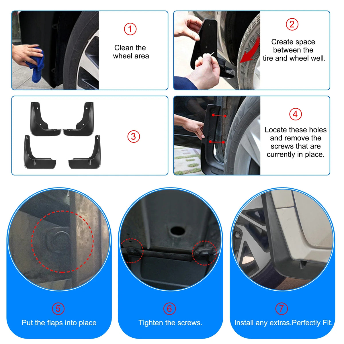 Splash Mud Guards Flaps for 2012–2014 Toyota Camry Sedan (4-Door) (2.5L/3.5L)