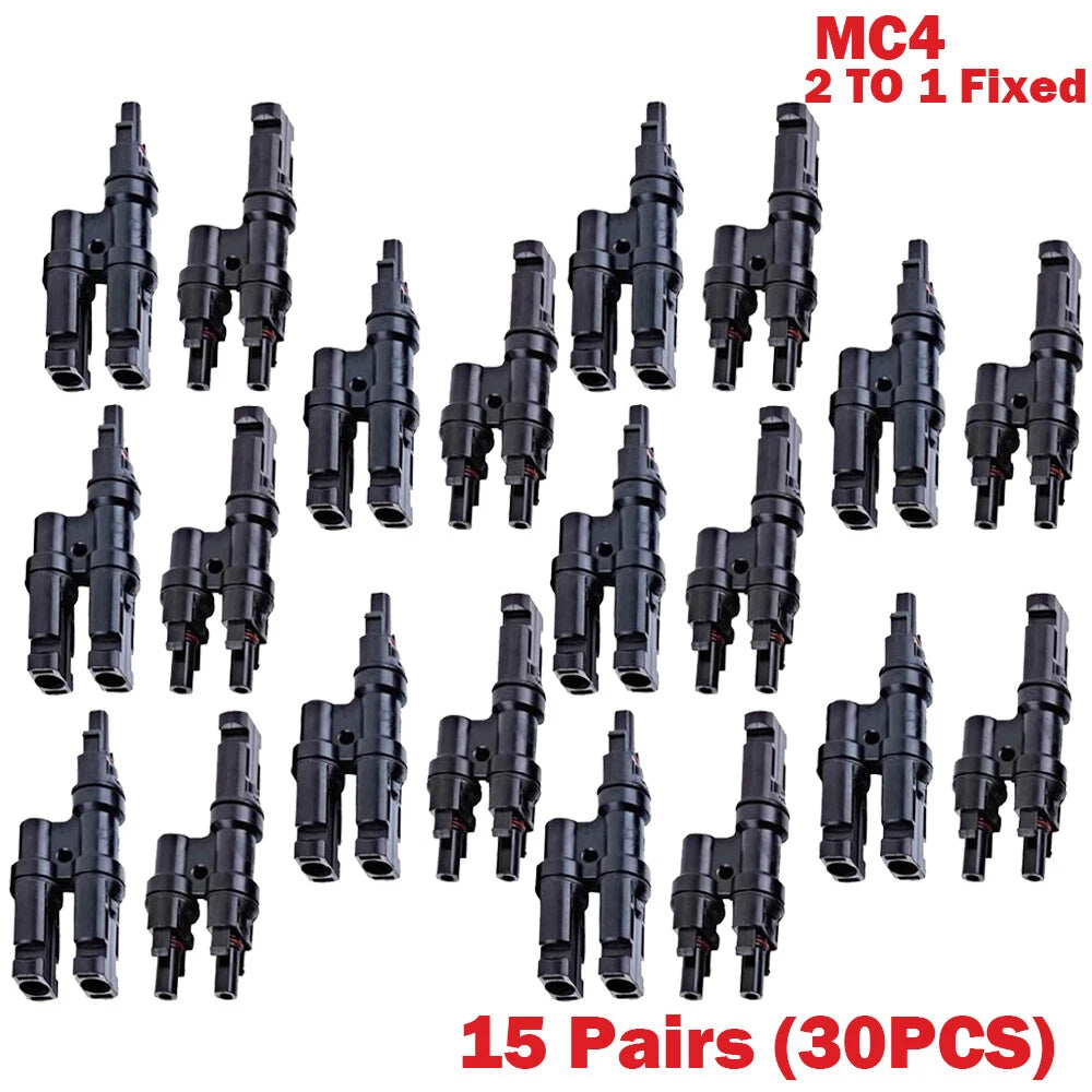 15 Pairs T Branch Connectors for Solar Panels Cable Splitter Coupler