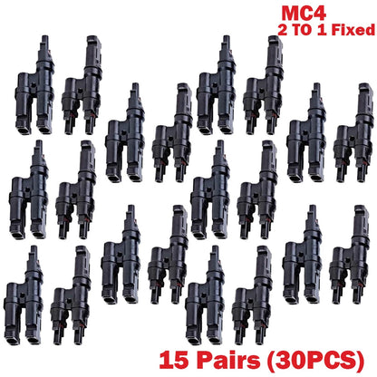 15 Pairs T Branch Connectors for Solar Panels Cable Splitter Coupler