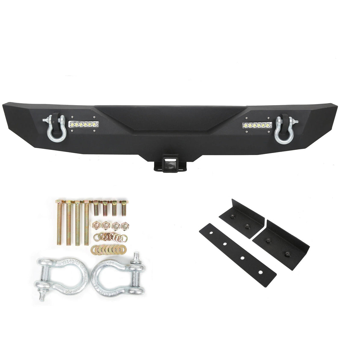 Rear Bumper w/ D Ring 2" Receiver LED for Jeep Wrangler JK (2007–2018)