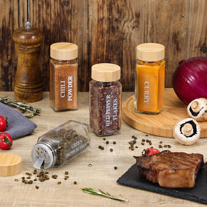 24 Pcs Glass Spice Jars with Bamboo Lids, 4 oz
