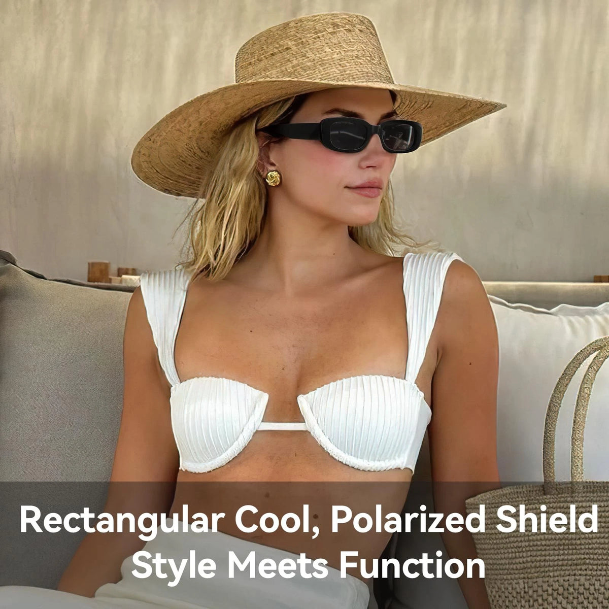 Polarized Rectangle Sunglasses for Women (Trendy Y2K 90s Retro)