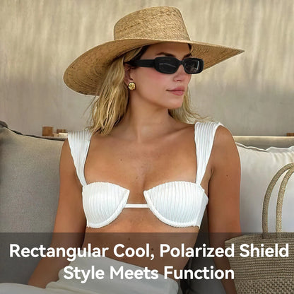 Polarized Rectangle Sunglasses for Women (Trendy Y2K 90s Retro)