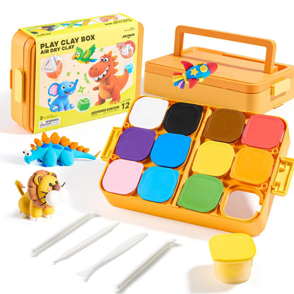 12 Colors Air Dry Clay Kit for Kids with Storage Box