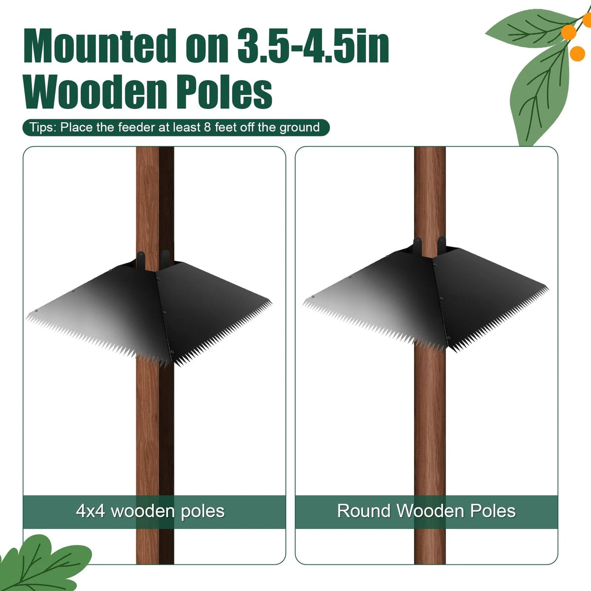 17 Inch Metal Squirrel Baffle for 4x4 Post, Black Guard