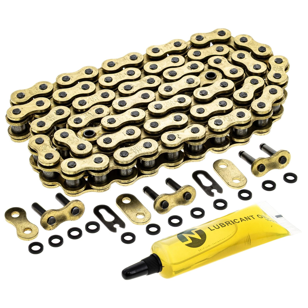 2X NICHE Gold 420 X-Ring Chain 72 Links for Motorcycle (519-CDC2553H, 5442)