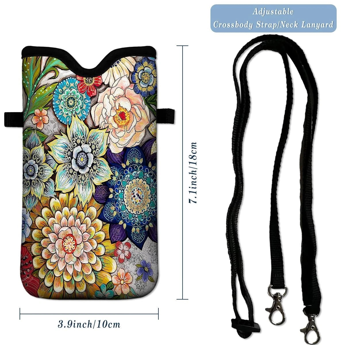 Universal Neoprene Cell Cover for Cars (One Size) - Mandala Flower Pattern