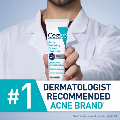 CeraVe Acne Foaming Cream Cleanser 5 Fl Oz for Acne Treatment (Pack of 1)