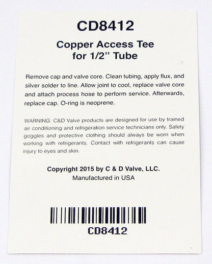 2X Copper Access Tee Valve 1/2" for C&D (No specific years or models)