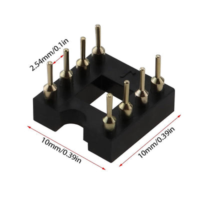 100PC 8 Pin DIP SIP Round IC Socket Adaptor Solder Type Gold Plated