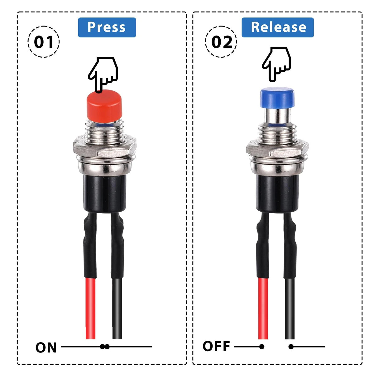 12 PCS 7mm Momentary Push Button Switch 12V Prewired