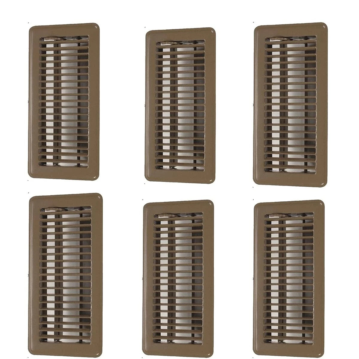 Set of 6 Floor Vent Covers for (4" x 10", Brown)