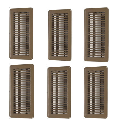 Set of 6 Floor Vent Covers for (4" x 10", Brown)