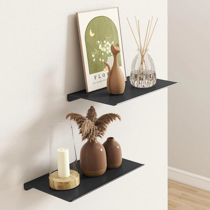 Set of 2 Metal Wall Mounted Shelves for Bathroom, Bedroom