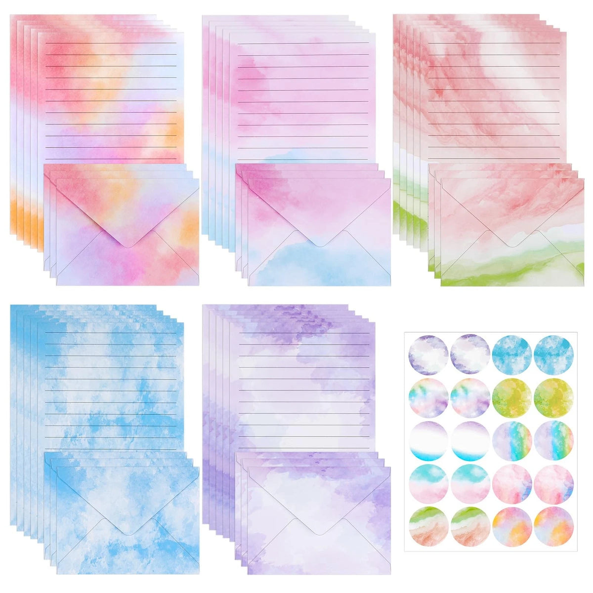 30 PCS Watercolor Letter Stationary and Envelopes Set