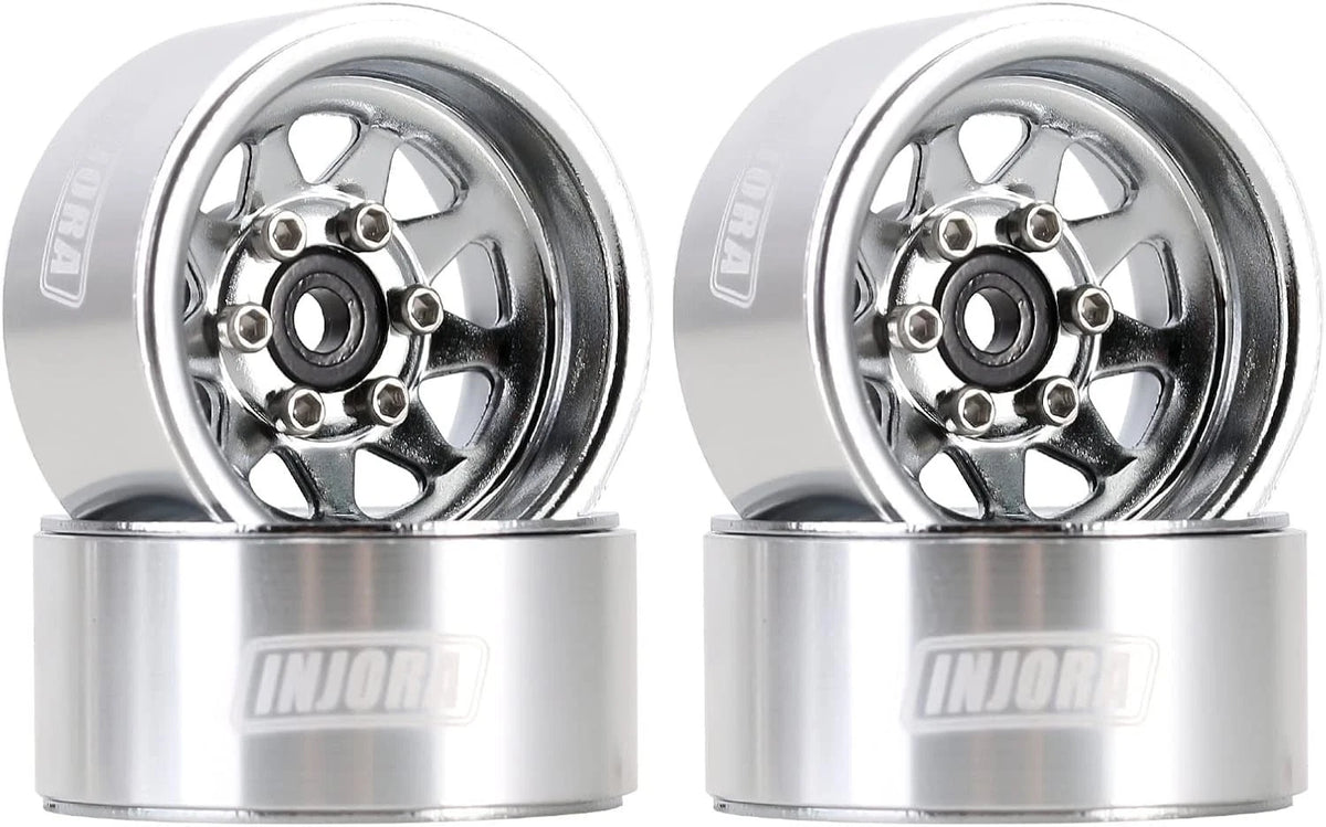 1.0" Beadlock Wheels for INJORA (No Specific Years) - Stamped Steel, Silver
