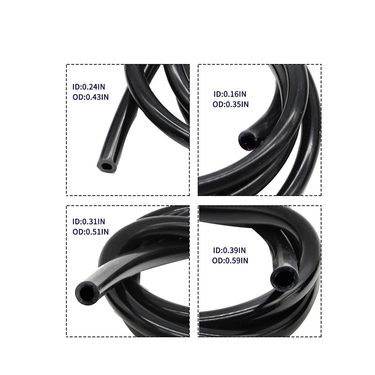 Set of 4 Vacuum Tubing Hose Lines 5/32 1/4 5/16 3/8" 5FT 130PSI