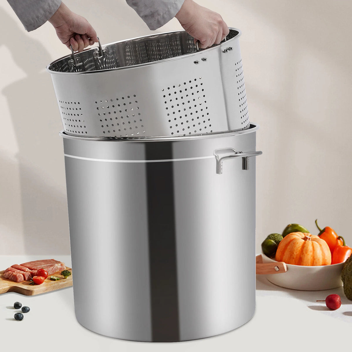 50L Stainless Steel Stock Pot for Kitchen Cooking