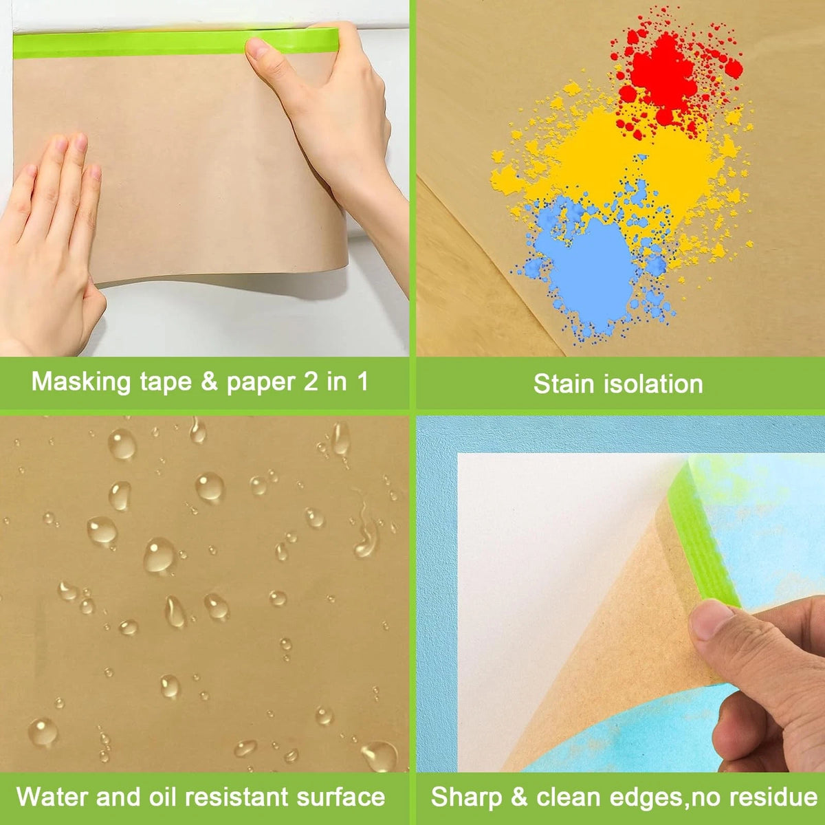 12" x 50' Pre-Taped Masking Paper for Painting