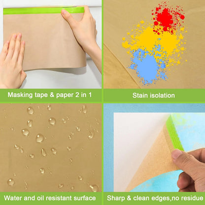 12" x 50' Pre-Taped Masking Paper for Painting