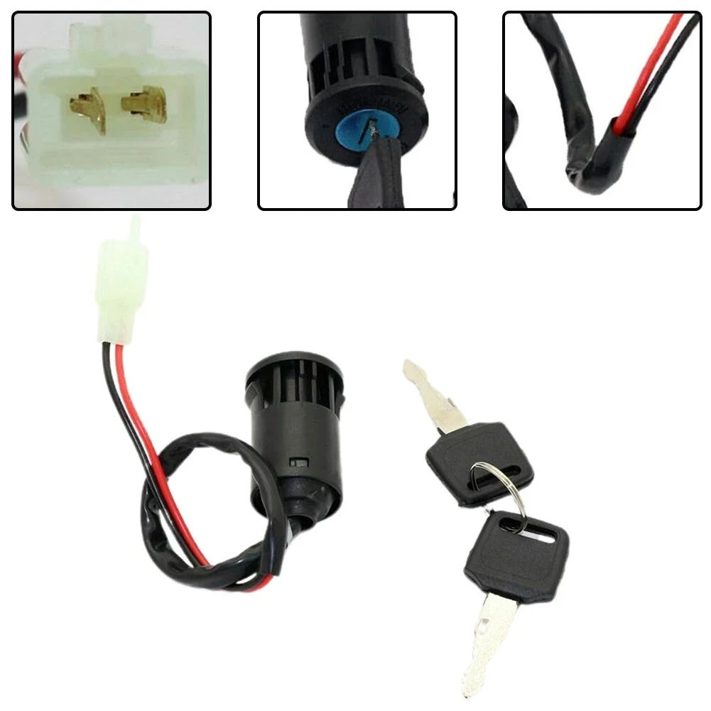 1PC 2 Wire Ignition Key Switch Lock W/ 2 Keys for Scooter Dirt Bike